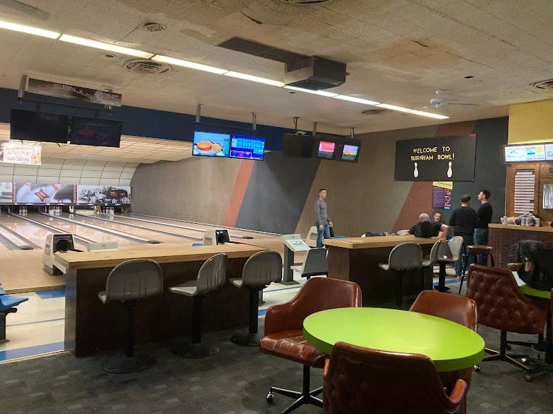 Interior view of Burnham Bowl bowling alley