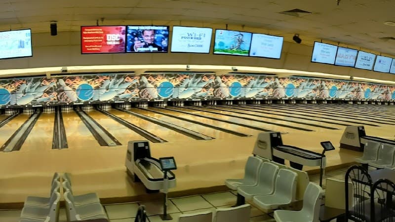Interior view of Camelot Bowl bowling alley