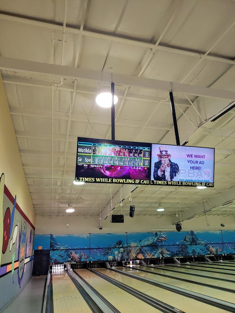 Interior view of Capital Lanes bowling alley