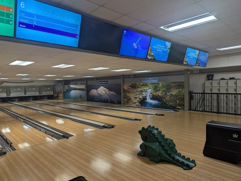 Interior view of Cedar Lanes bowling alley