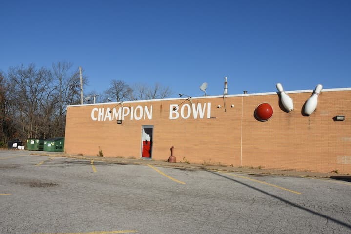 Interior view of Champion Bowl bowling alley