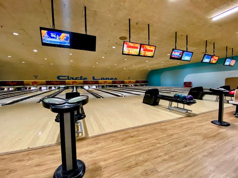 Interior view of Circle Bowling Lanes bowling alley