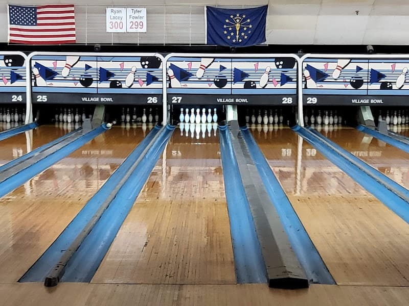 Interior view of Clancy's Village Bowl bowling alley