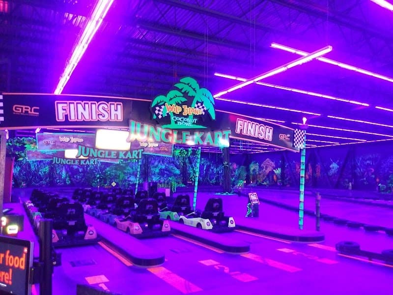 Interior view of Coconut Bowl at Wild Island bowling alley
