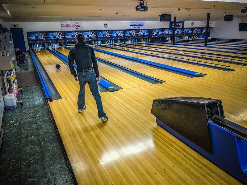Interior view of Cohoes Bowling Arena bowling alley