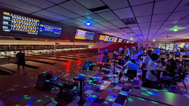 Interior view of College Bowl bowling alley