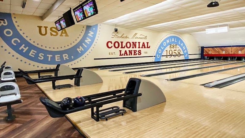 Interior view of Colonial Lanes bowling alley