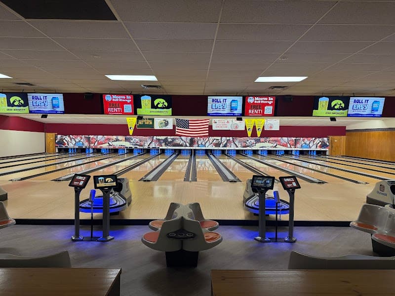 Interior view of Colonial Lanes bowling alley