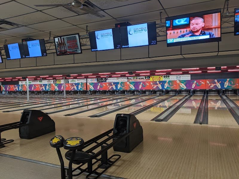 Interior view of Columbus Bowling Center bowling alley