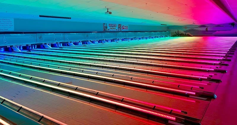 Interior view of Columbus Square Bowling Palace bowling alley