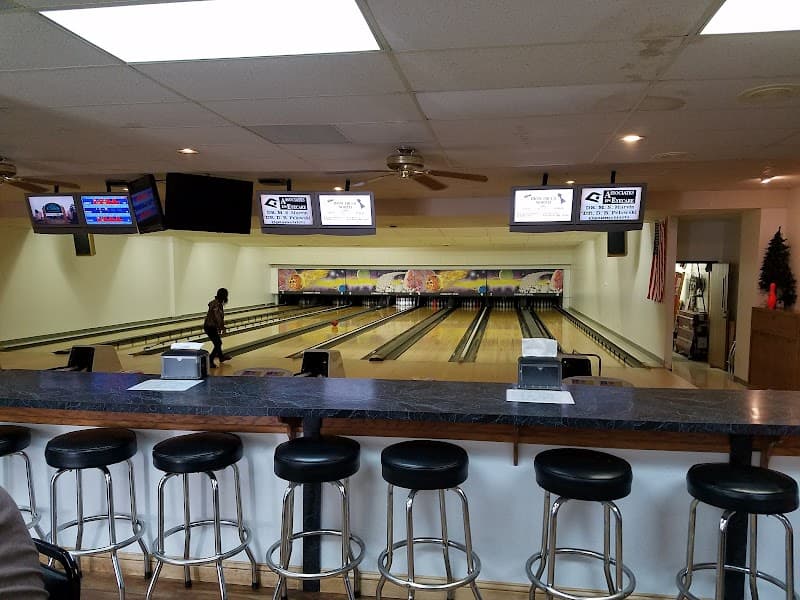 Interior view of Community Bowl & Pizzeria bowling alley