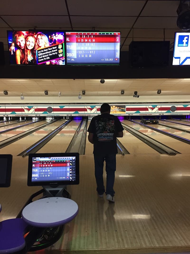 Interior view of Continental Lanes bowling alley