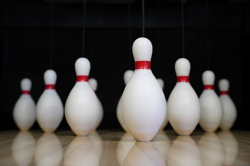 Interior view of Corner Pins bowling alley