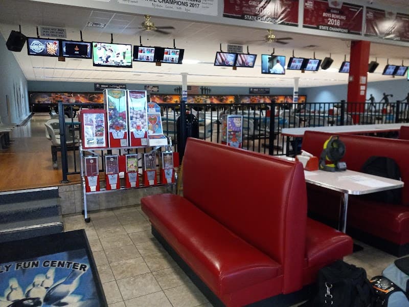 Interior view of Depot Family Fun Center bowling alley