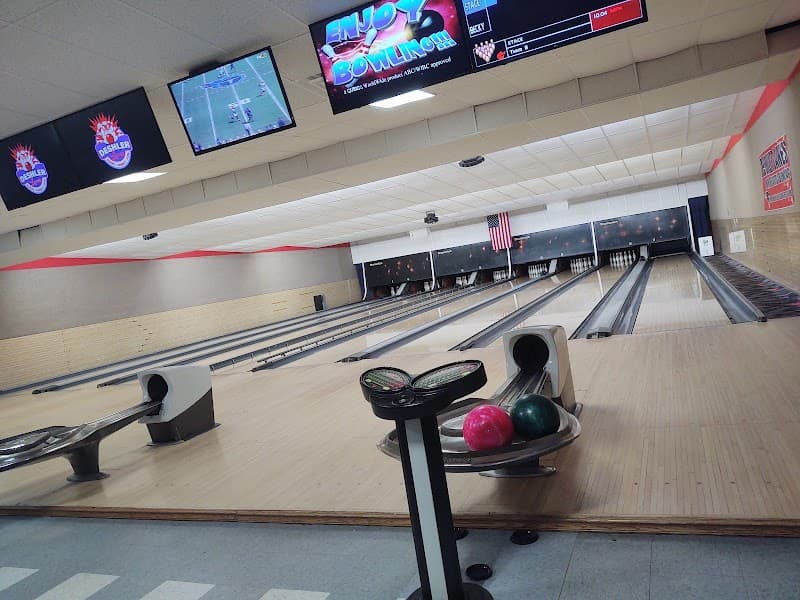 Interior view of Deshler Lanes bowling alley