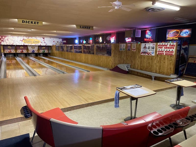 Interior view of Dickey Lanes bowling alley