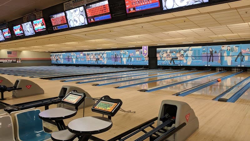 Interior view of Drkula's 32 Bowl bowling alley