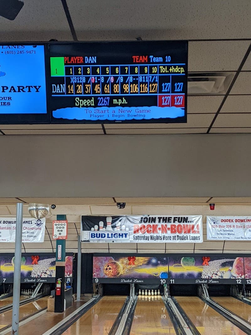 Interior view of Dudek Bowling Lanes bowling alley