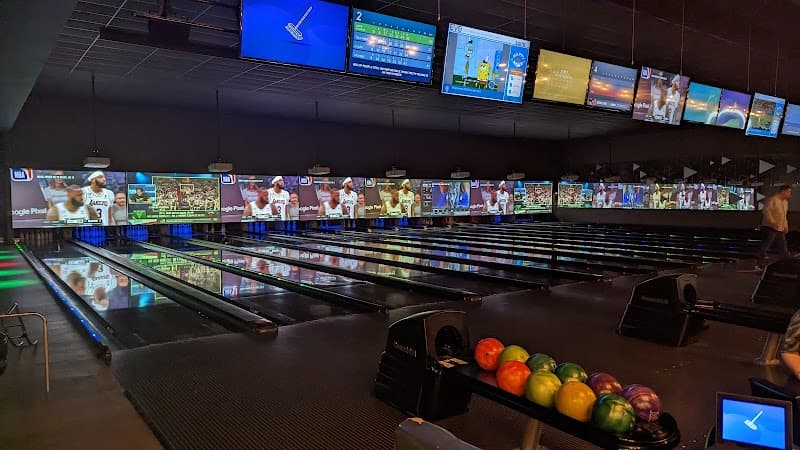 Interior view of EVO Lanes bowling alley