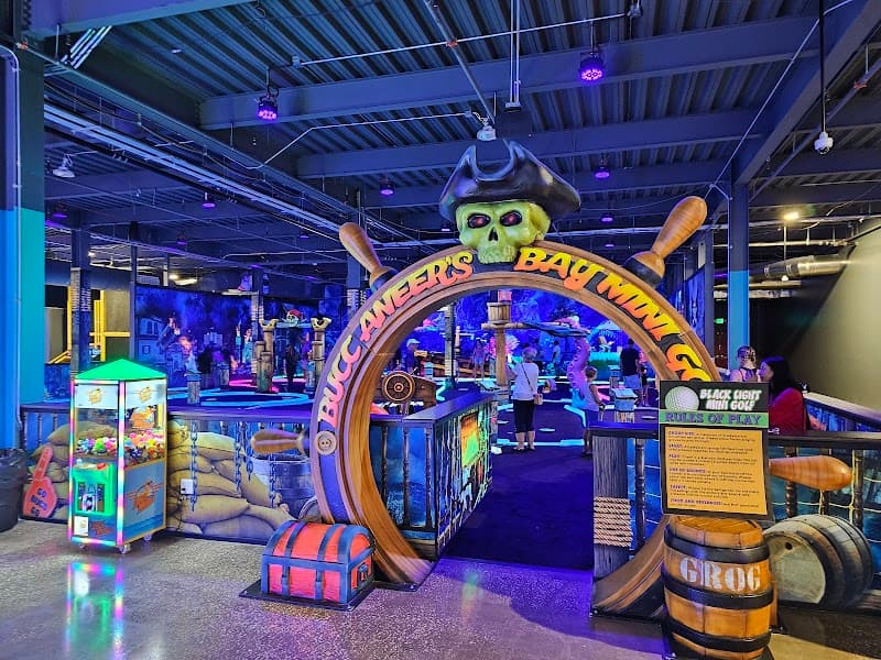 Interior view of Elev8 Fun Tampa bowling alley