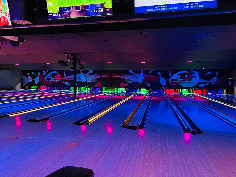Interior view of FLB Entertainment Center bowling alley