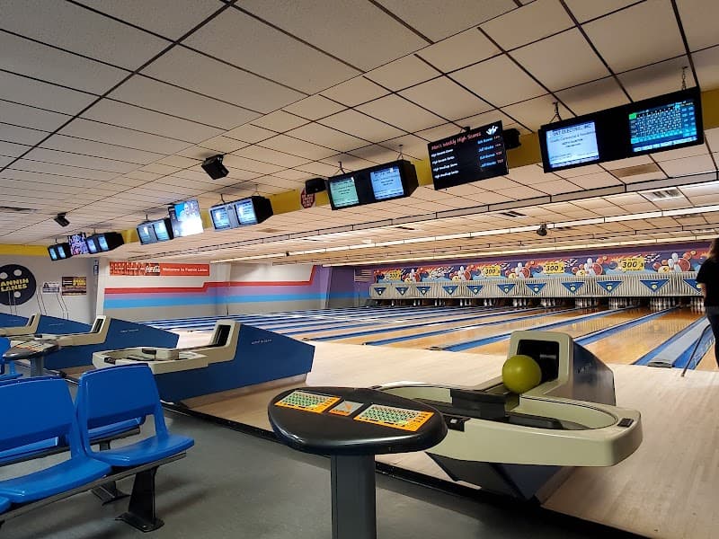 Interior view of Fannin Lanes bowling alley