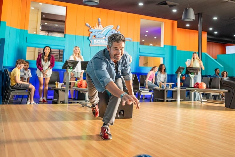 Interior view of Fin City Bowling bowling alley