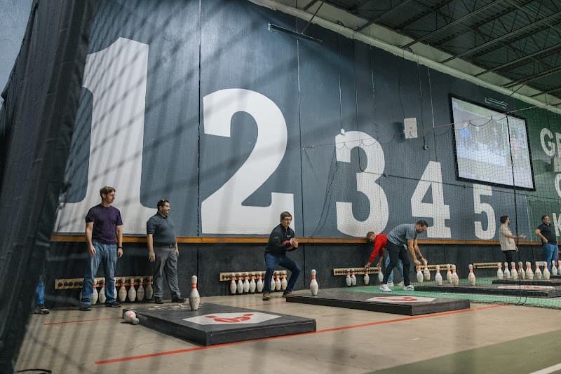 Interior view of First and Bowl – Football Bowling, Group Parties, and Corporate Team Building bowling alley