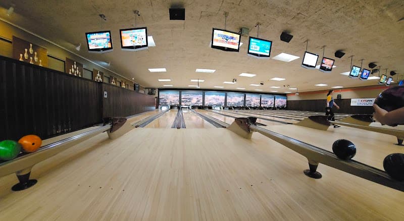 Interior view of Fischer Lanes & Lounge bowling alley