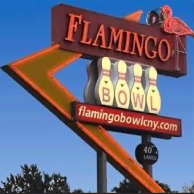Interior view of Flamingo Bowl - New York bowling alley