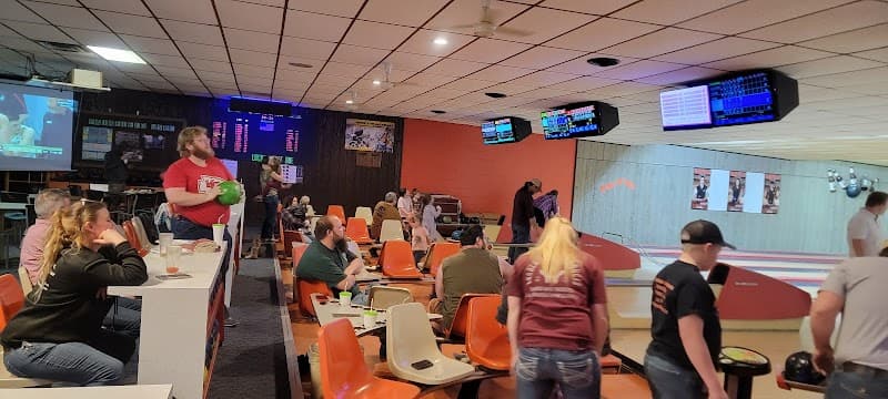 Interior view of Flamingo Lanes bowling alley