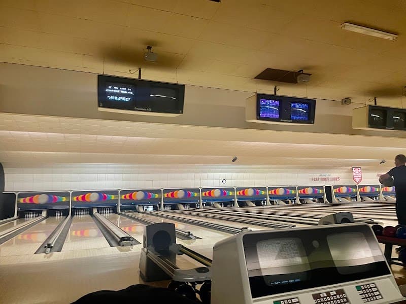 Interior view of Flat Rock Lanes bowling alley