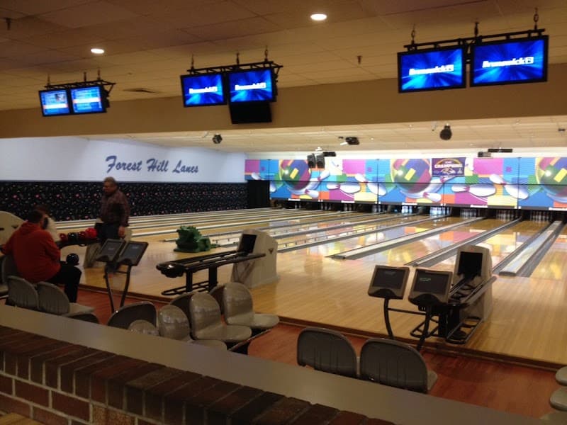 Interior view of Forest Hill Lanes bowling alley