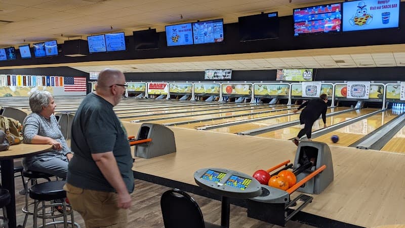Interior view of Forest Hills Lanes bowling alley