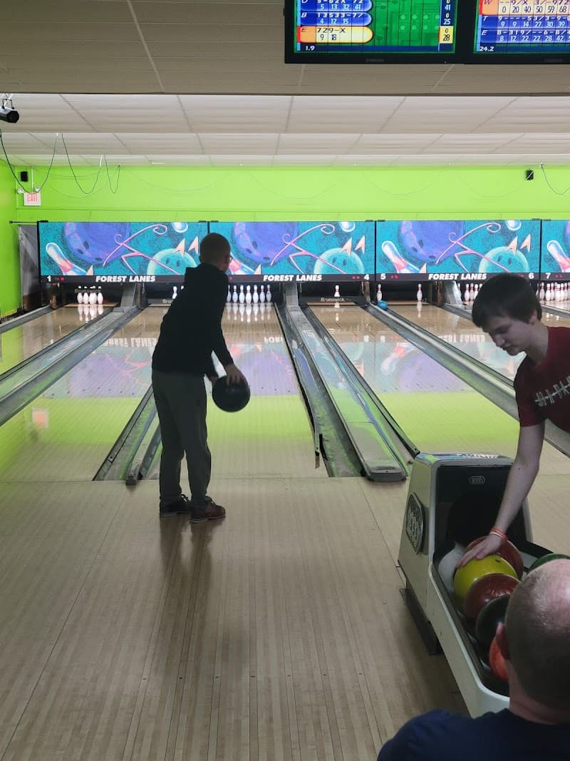 Interior view of Forest Lanes Lounge bowling alley