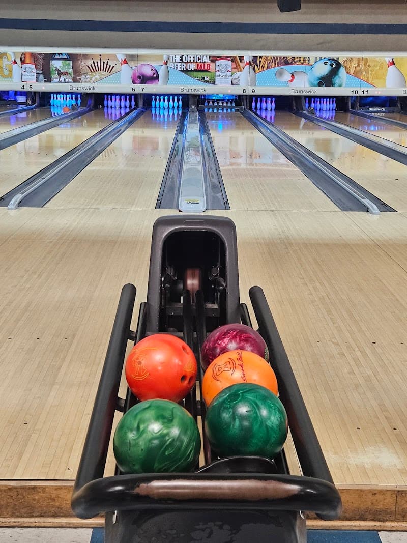 Interior view of Four Seasons Bowling Center bowling alley