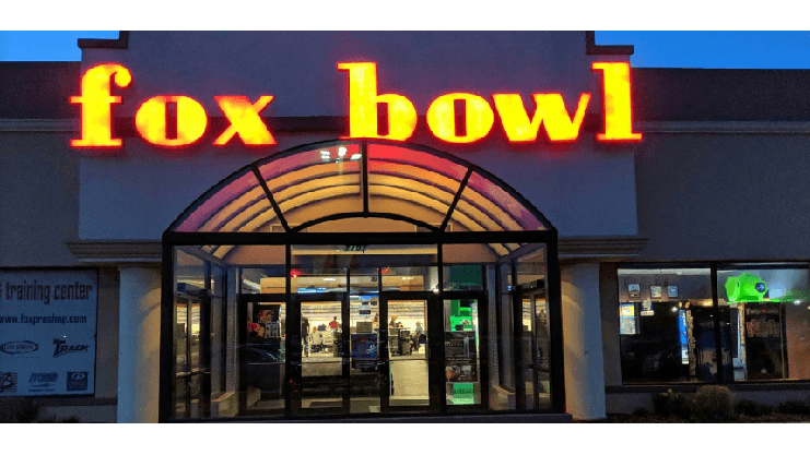Interior view of Fox Bowl bowling alley