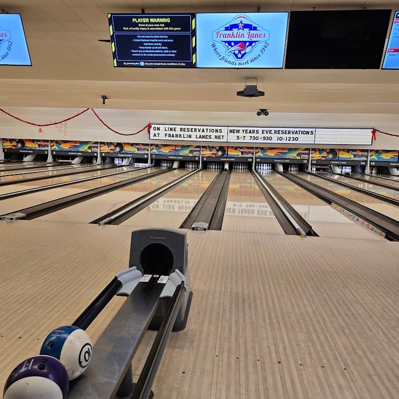 Interior view of Franklin Lanes bowling alley