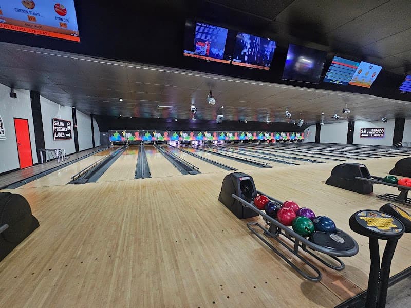 Interior view of Freeway Lanes bowling alley
