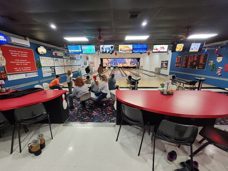 Interior view of Freeze Frame Bowl bowling alley