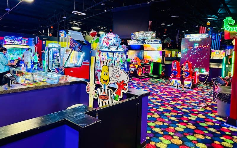Interior view of Fun Warehouse bowling alley