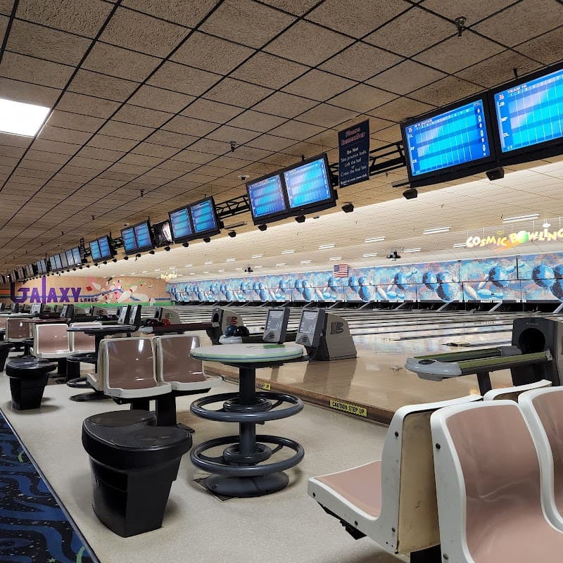 Interior view of Galaxy Lanes bowling alley