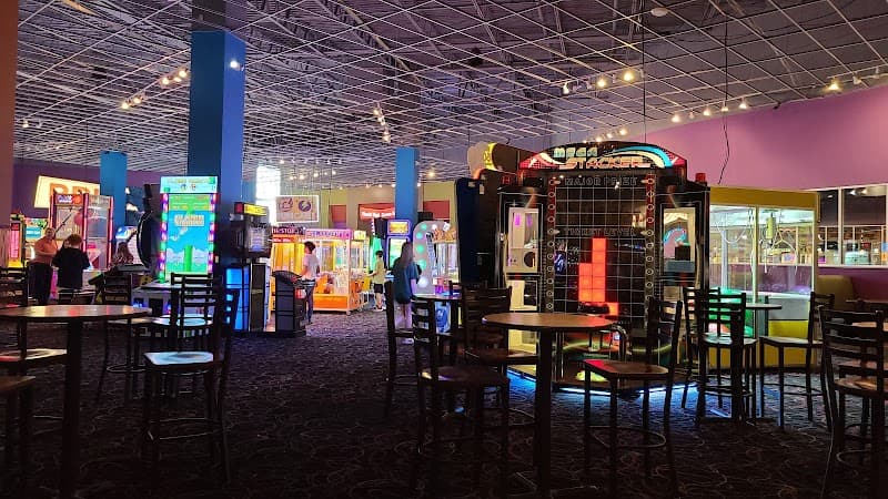 Interior view of GameTime Houston bowling alley