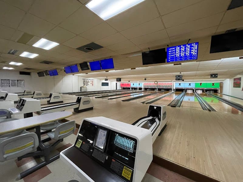 Interior view of Garrett Bowl bowling alley