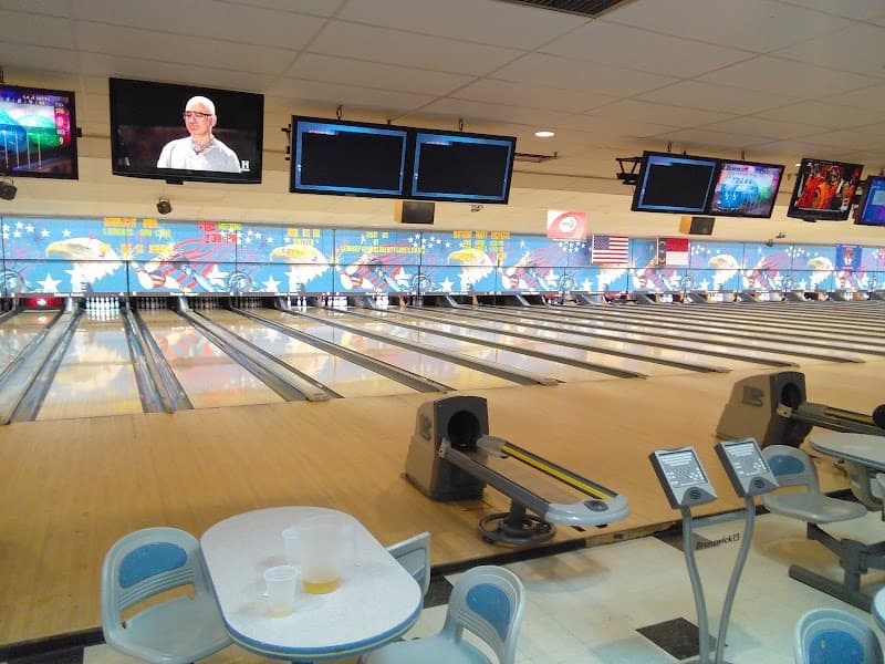 Interior view of George Pappas' Liberty Lanes bowling alley