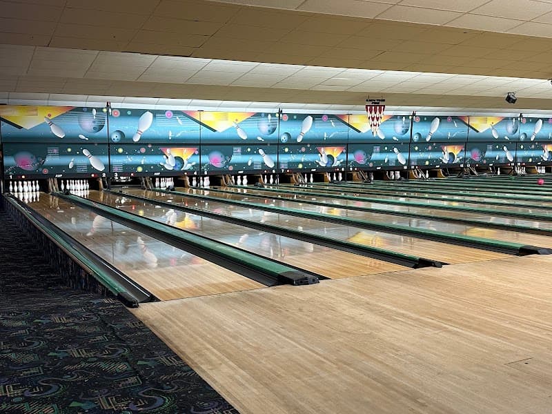 Interior view of Golden Lanes Bowling Center bowling alley