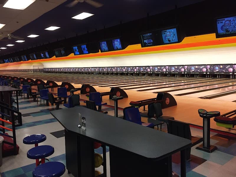 Interior view of Grand Bowling Center bowling alley