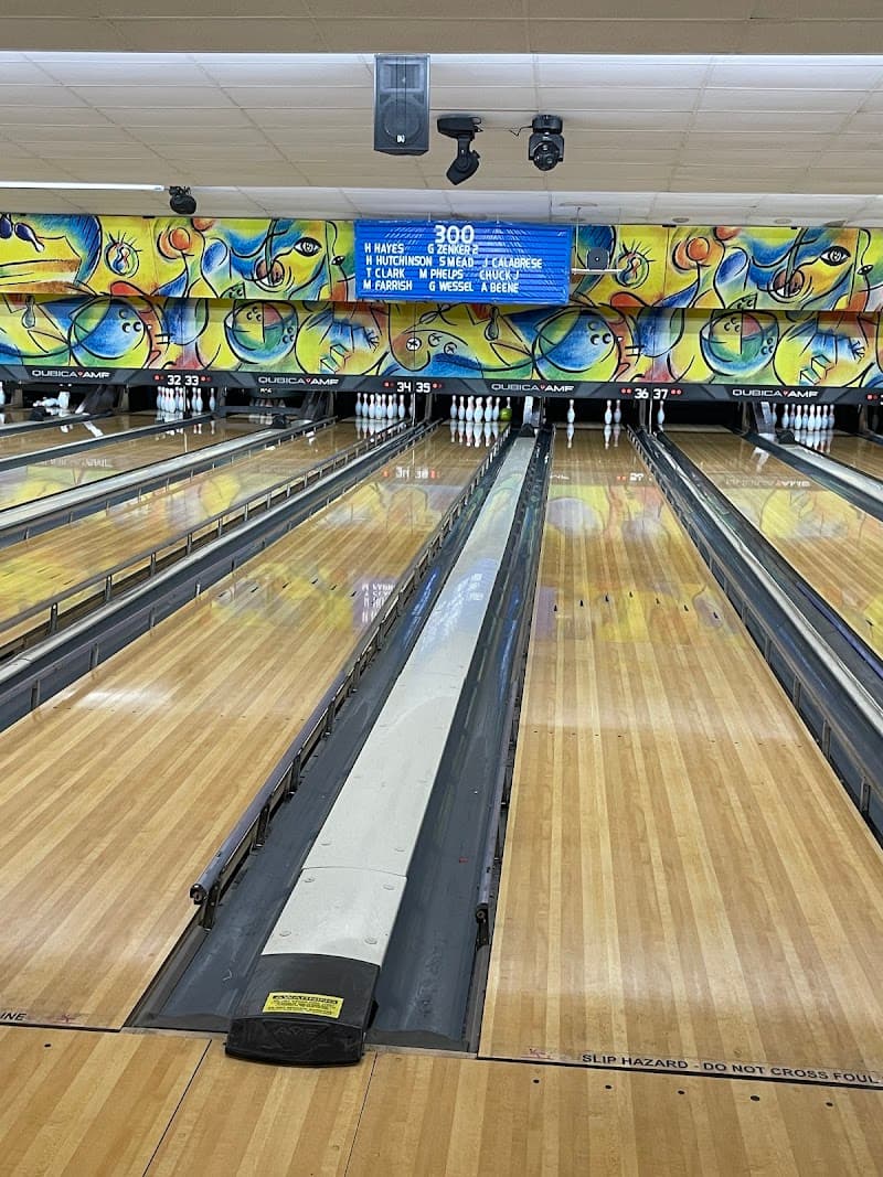 Interior view of Greenway Bowl bowling alley