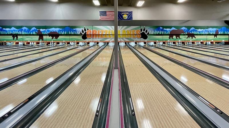 Interior view of Grizzly Lanes bowling alley