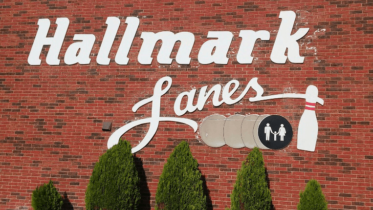 Interior view of Hallmark Lanes bowling alley